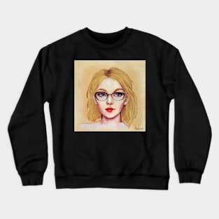 Pretty Blue Eyed Lady with Glasses Crewneck Sweatshirt